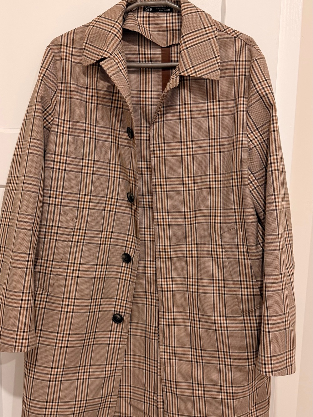 Zara Beige Plaid Trench Coat